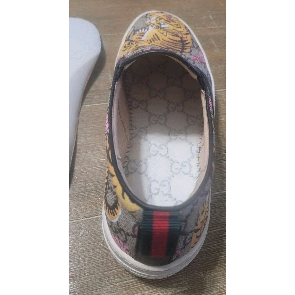 Gucci GG Beige Supreme Coated Canvas Dublin Bengal Slip-On Wmn Sneakers Sz EU 37